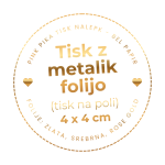 Nalepke 40 × 40 mm – tisk z metalik folijo